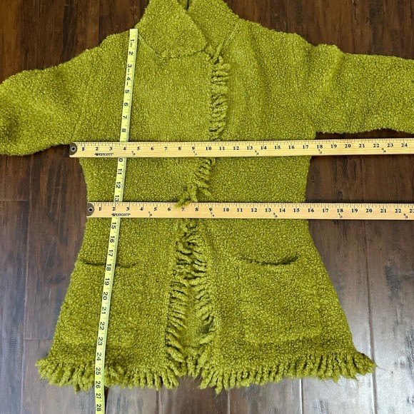 TENSIONE IN by ALTA TENSIONE SRL Fuzzy Knit Blazer Shawl-Lapel in Green - Picture 12 of 13